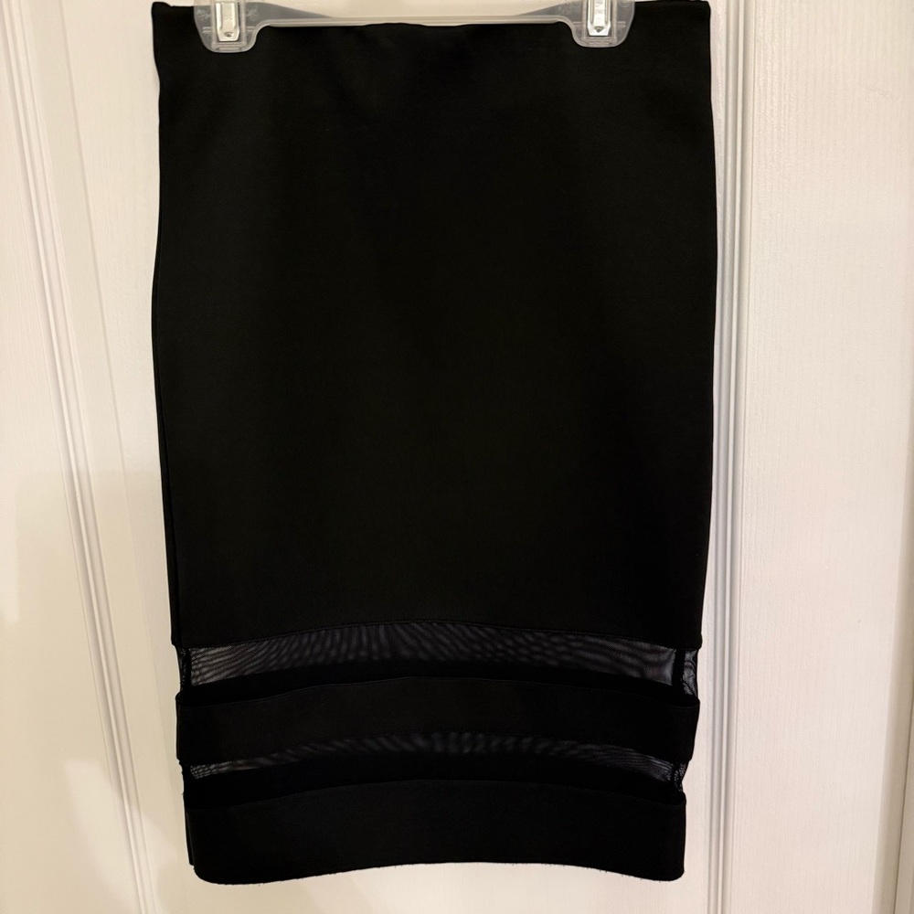 H&M Black Pencil Skirt with Mesh Detail